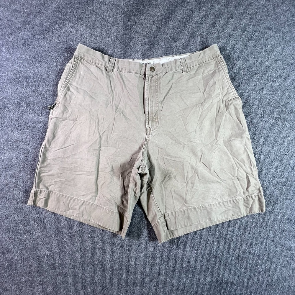 Columbia Mens Chino Shorts 38 Beige Cotton Canvas Workwear Utility AM4194